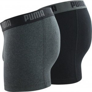 PUMA Lot de 2 Boxers Homme Coton BASIC Noir Anthracite