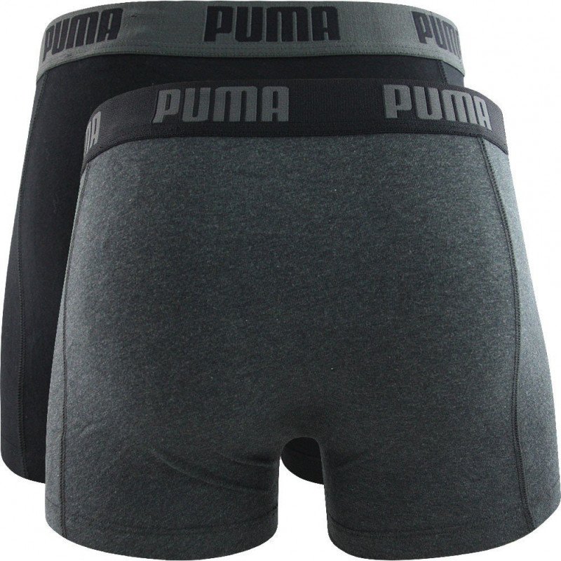 PUMA Lot de 2 Boxers Homme Coton BASIC Noir Anthracite