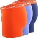 DIM Lot de 3 Boxers Homme Coton STRETCH Bleu intense Bleu marin Orange piquant