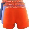 DIM Lot de 3 Boxers Homme Coton STRETCH Bleu intense Bleu marin Orange piquant