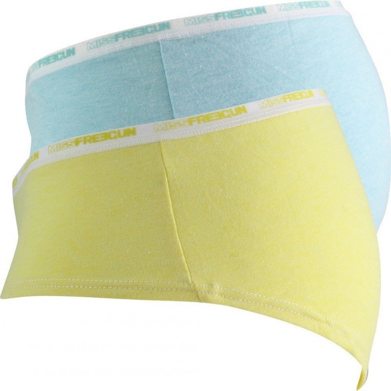 FREEGUN Lot de 2 Shortys Femme MicroCoton BCX2ASS FRESH Jaune Bleu