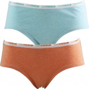 FREEGUN Lot de 2 Shortys Femme MicroCoton BCX2ASS FRESH Orange Bleu