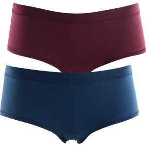 DIM Lot de 2 Boxers Femme Microfibre BODYMOUV Bleu paon Rouge profond
