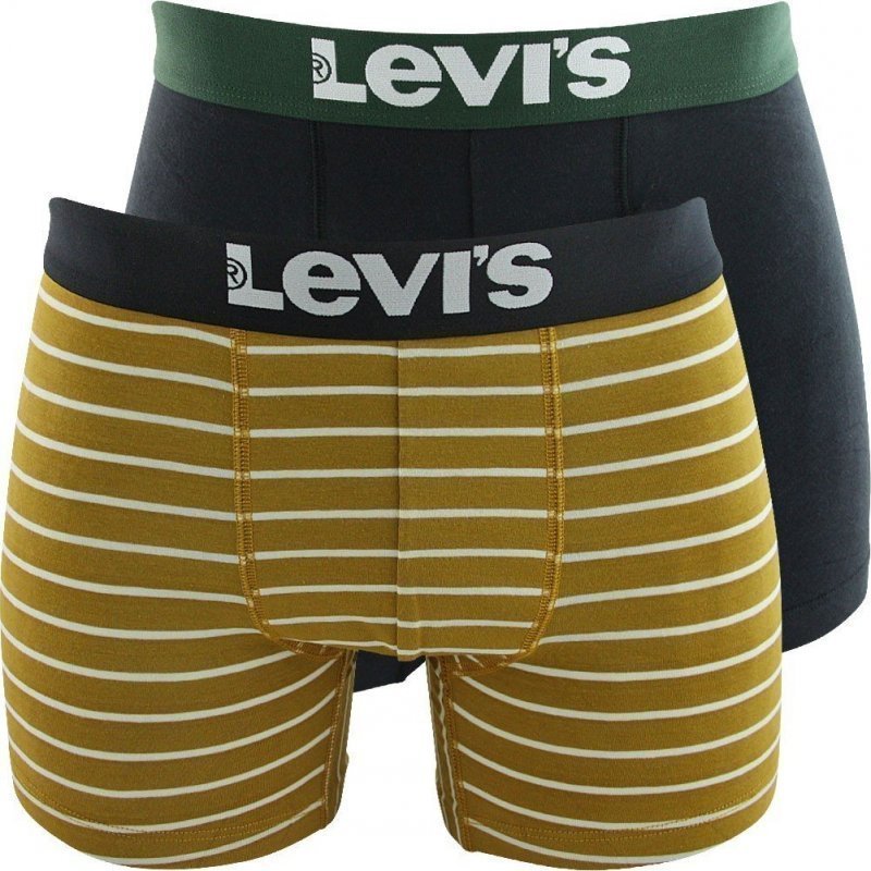 LEVI'S Lot de 2 Boxers Homme Coton VINTAGE STRIPE Pale Yellow