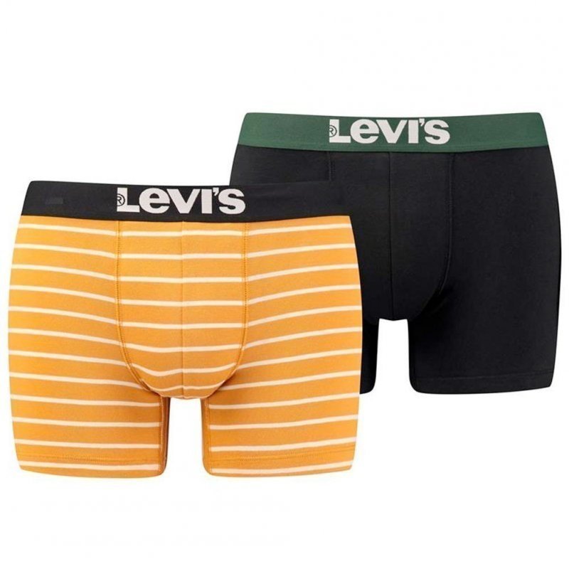 LEVI'S Lot de 2 Boxers Homme Coton VINTAGE STRIPE Pale Yellow