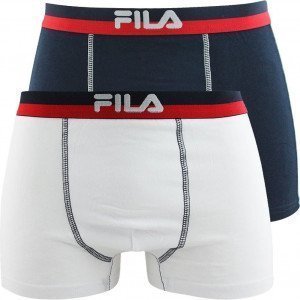 FILA Lot de 2 Boxers Homme Coton BICOLX2 Blanc Marine