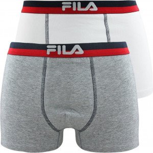 FILA Lot de 2 Boxers Homme Coton BICOLX2 Gris Blanc