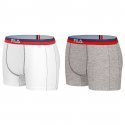 FILA Lot de 2 Boxers Homme Coton BICOLX2 Gris Blanc