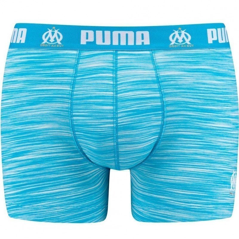 PUMA Boxer Homme Coton SPACEDYE Bleu Blanc OLYMPIQUE DE MARSEILLE