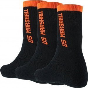 OFFICIAL US MARSHALL 3 paires Chaussettes Homme FLUO Noir Orange
