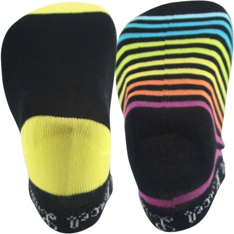 LITTLE MARCEL Lot de 2 paires de Socquettes Femme Coton CFTC Rayé Noir Jaune