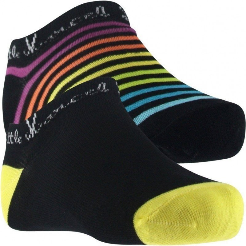 LITTLE MARCEL Lot de 2 paires de Socquettes Femme Coton CFTC Rayé Noir Jaune