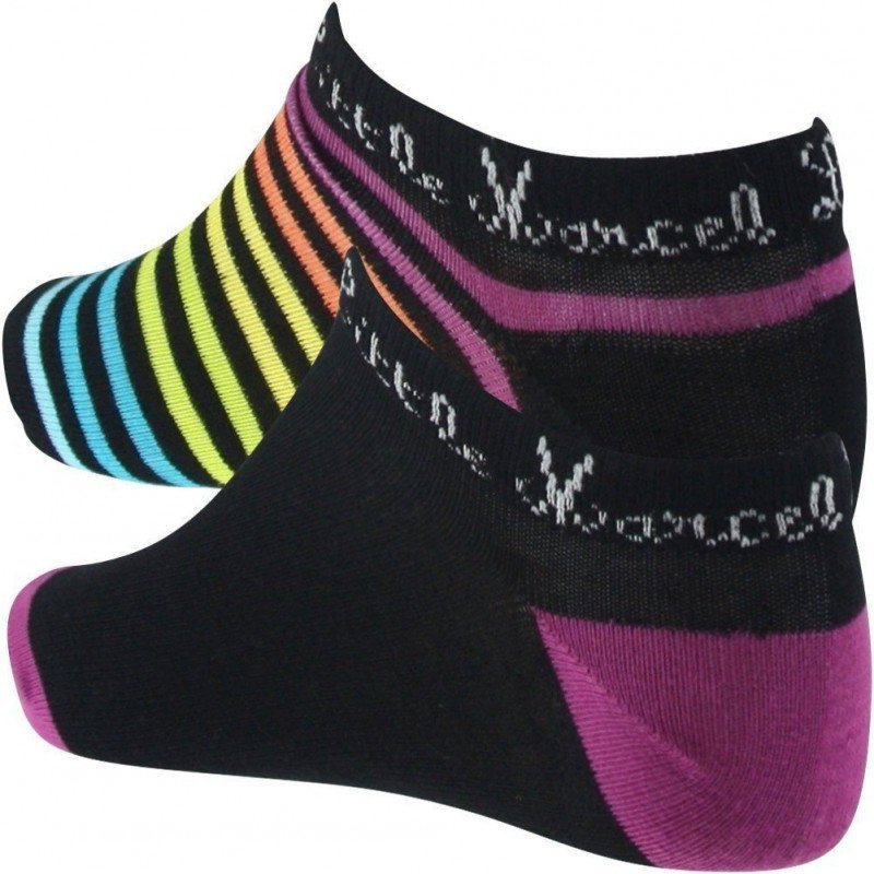 LITTLE MARCEL Lot de 2 paires de Socquettes Femme Coton CFTC Rayé Noir Violet
