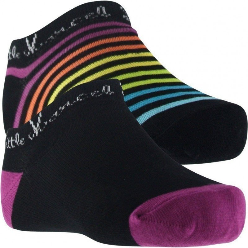 LITTLE MARCEL Lot de 2 paires de Socquettes Femme Coton CFTC Rayé Noir Violet