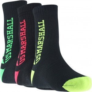 OFFICIAL US MARSHALL Lot de 3 paires de Chaussettes Homme Coton TENF Noir Multicolore