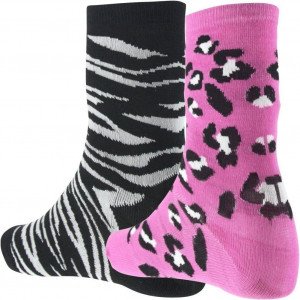 SIMPLY ME 2 paires de Chaussettes Femme Microfibre ZEB Zèbre Noir