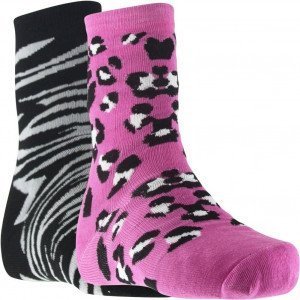 SIMPLY ME 2 paires de Chaussettes Femme Microfibre ZEB Zèbre Noir