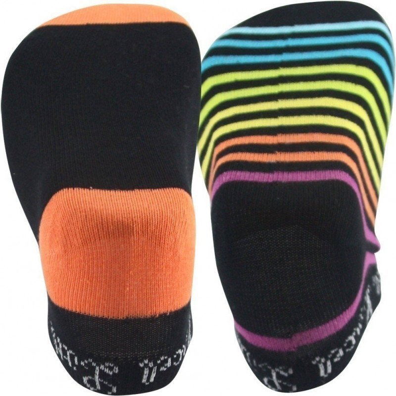 LITTLE MARCEL Lot de 2 paires de Socquettes Fille Coton CFTC Rayé Noir Orange