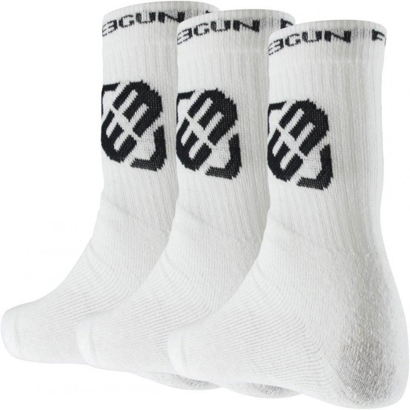 FREEGUN Lot de 3 paires de Chaussettes Garçon Coton LOG Blanc Noir