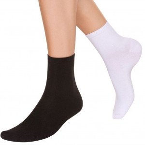DIM 2 paires de Mi-chaussettes Femme Coton PURCOTON Blanc Noir