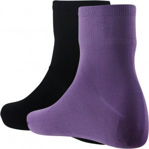DIM Lot de 2 paires de Mi-chaussettes Femme Microfibre SKIN Violet Noir