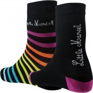 LITTLE MARCEL Lot de 2 paires de Chaussettes Fille Coton CFS Rayé Noir Violet