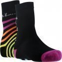 LITTLE MARCEL Lot de 2 paires de Chaussettes Fille Coton CFS Rayé Noir Violet