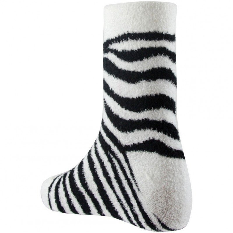 TWINDAY Chaussettes Femme Microfibre DOUCE Zèbre Blanc Noir