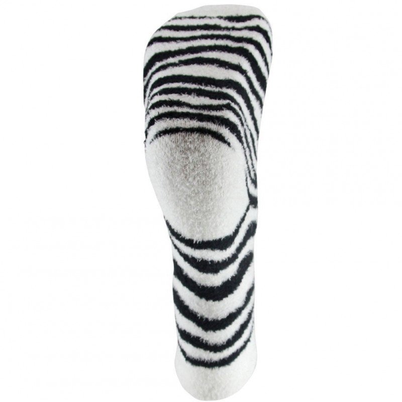 TWINDAY Chaussettes Femme Microfibre DOUCE Zèbre Blanc Noir