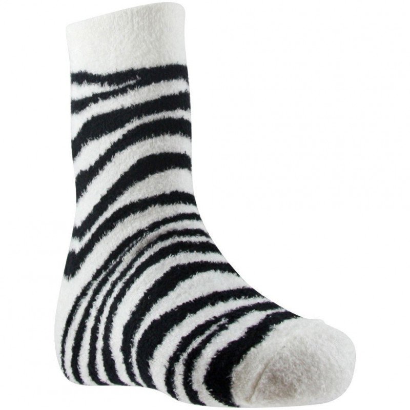 TWINDAY Chaussettes Femme Microfibre DOUCE Zèbre Blanc Noir