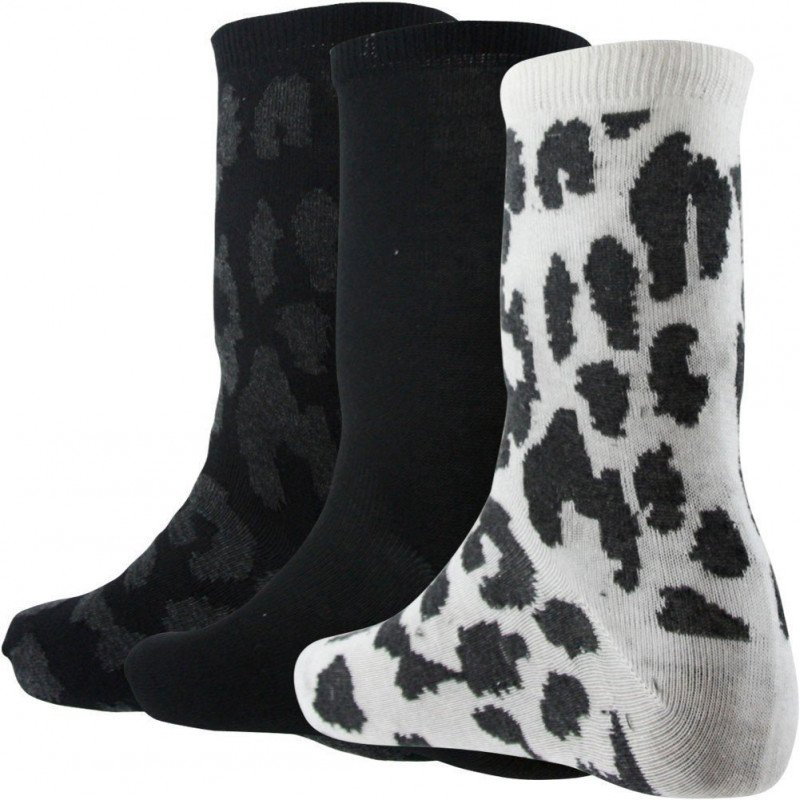 TWINDAY Lot de 3 paires de Chaussettes Femme Coton ESPRIT SAUVAGE Beige Noir Panthère Noir