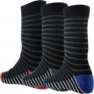 TWINDAY 3 paires Chaussettes Homme Coton DISCRETSTRIPE Noir Rouge