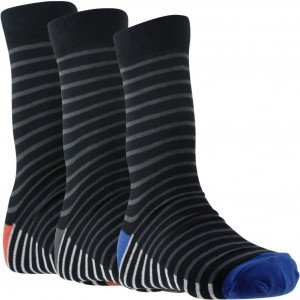 TWINDAY 3 paires Chaussettes Homme Coton DISCRETSTRIPE Noir Rouge