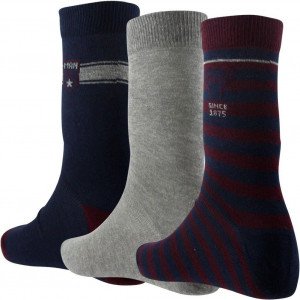TWINDAY 3 paires de Chaussettes Homme Coton MAN Bordeaux Marine