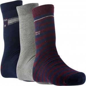 TWINDAY 3 paires de Chaussettes Homme Coton MAN Bordeaux Marine