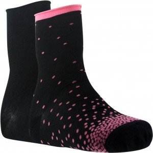 TWINDAY 2 paires Chaussettes Femme Coton PLUIE DE POIS Noir Rose