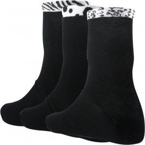 TWINDAY 3 paires de Chaussettes Femme Coton BORDS ANIMAUX Noir