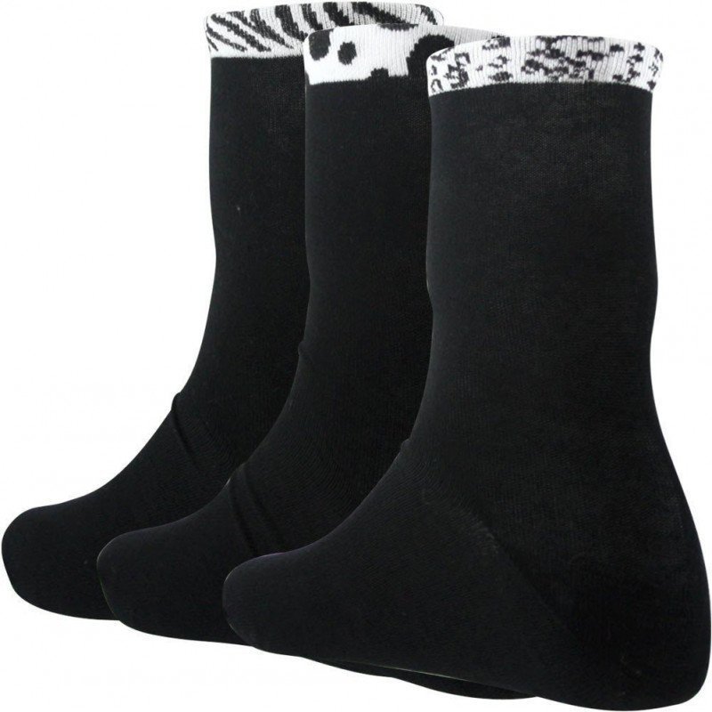 TWINDAY Lot de 3 paires de Chaussettes Femme Coton BORDS ANIMAUX Noir