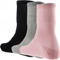 TWINDAY Lot de 3 paires de Chaussettes Femme Coton COLORES Gris chiné Noir Rose