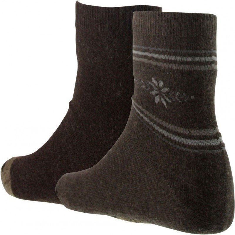 LANDSFORD Lot de 2 paires de Chaussettes Femme Laine ANGORA Taupe Chocolat