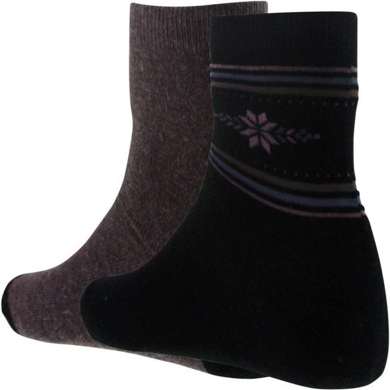 LANDSFORD Lot de 2 paires de Chaussettes Femme Laine ANGORA Noir Chocolat