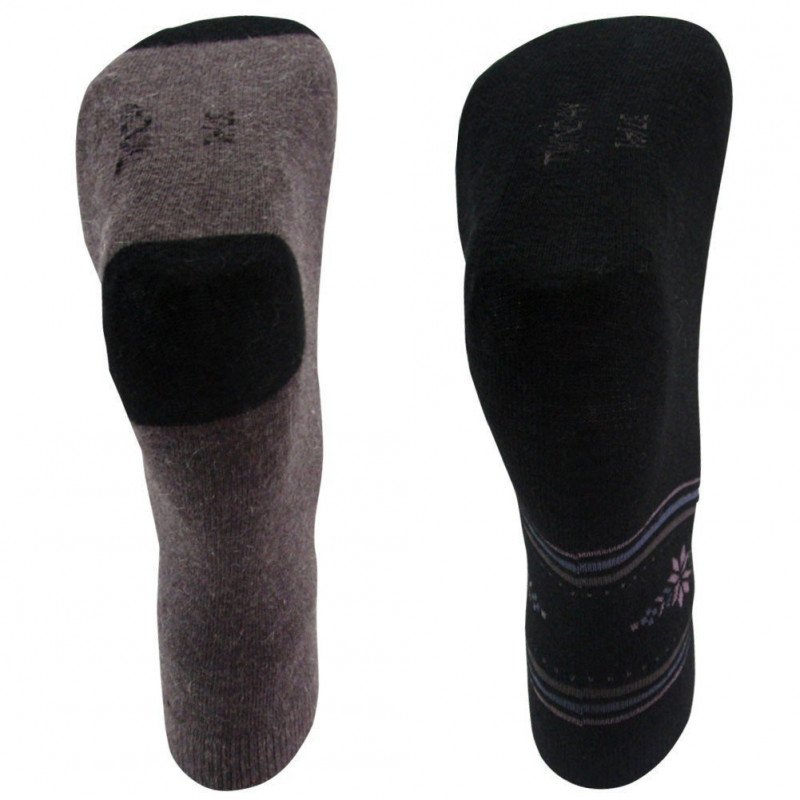 LANDSFORD Lot de 2 paires de Chaussettes Femme Laine ANGORA Noir Chocolat