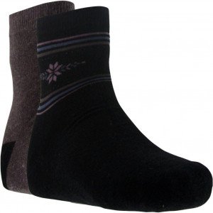 LANDSFORD 2 paires Chaussettes Femme Laine ANGORA Noir Chocolat
