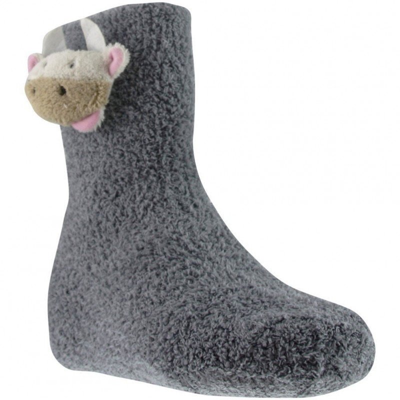 TWINDAY Chaussettes Femme Microfibre DOUDOU TETE 3D Gris