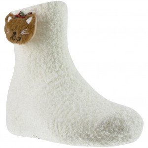TWINDAY Chaussettes Femme Microfibre DOUDOU TETE 3D Blanc