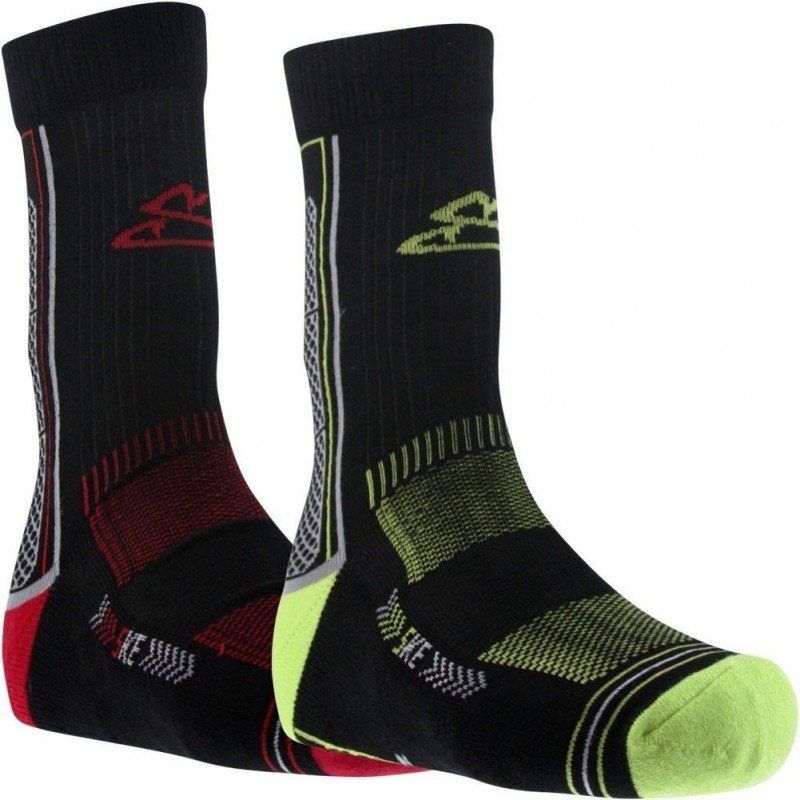 SOCKS EQUIPEMENT Lot de 2 paires de Chaussettes Homme Coton TRAIL Vert Rouge