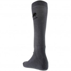 NICOLAS DELMOTTE Mi-bas Femme Coton EQUITATION UNI Gris