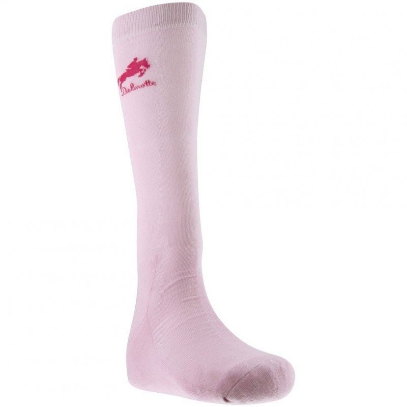 NICOLAS DELMOTTE Mi-bas Femme Coton EQUITATION UNI Rose