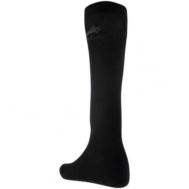 NICOLAS DELMOTTE Chaussettes Hautes Homme Coton EQUITATION UNI Noir