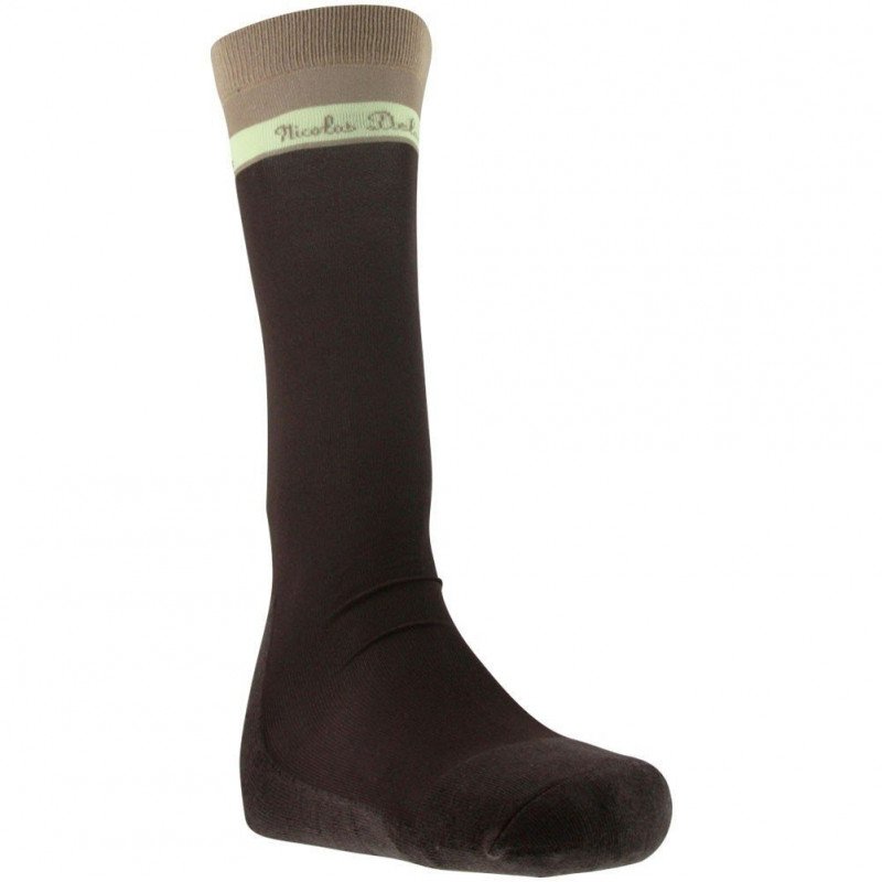 NICOLAS DELMOTTE Chaussettes Hautes Homme Microcoton EQUITATION TUBULAIR Chocolat